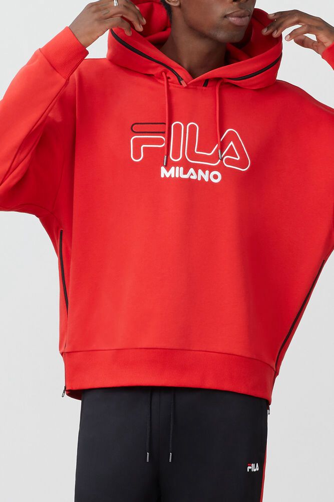 Fila Hoodie Mens Red - Milano French Terry - Philippines 6157234-YE